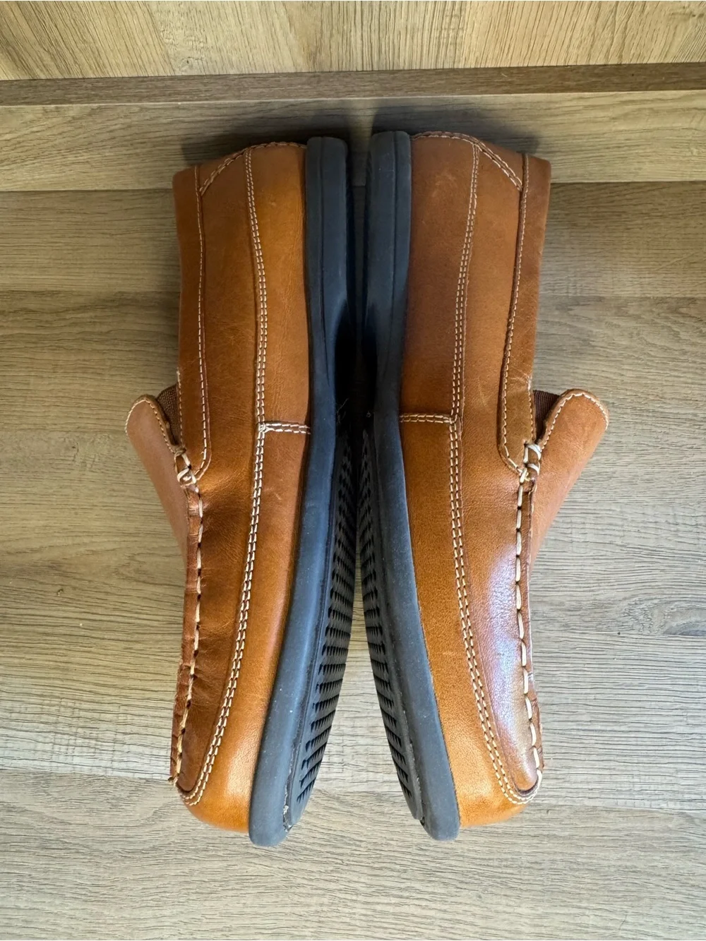 Johnston & Murphy Locklin Tan Full Leather Loafers Shoes Boys 7M